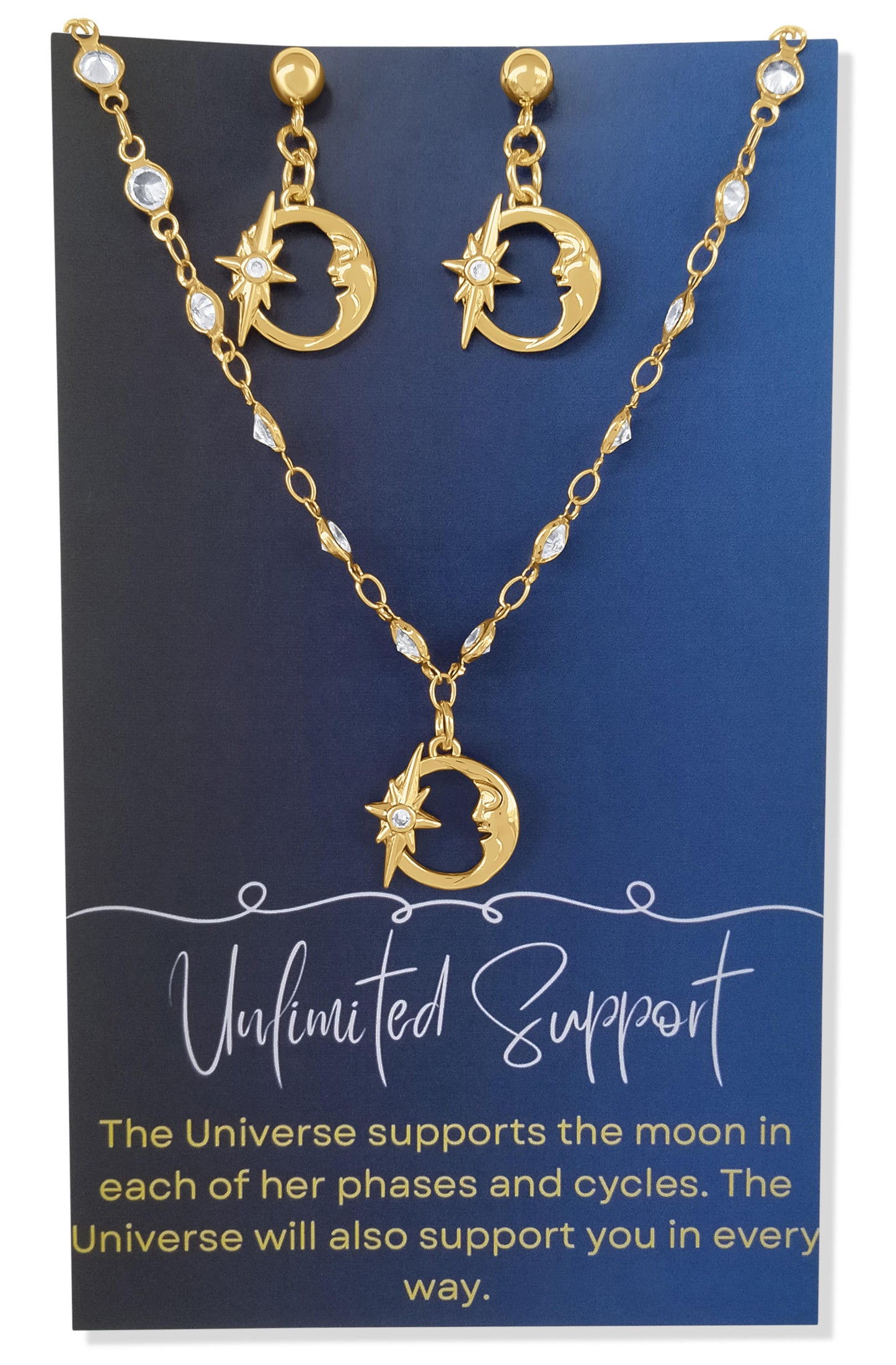 Moon Necklace and Earring Set